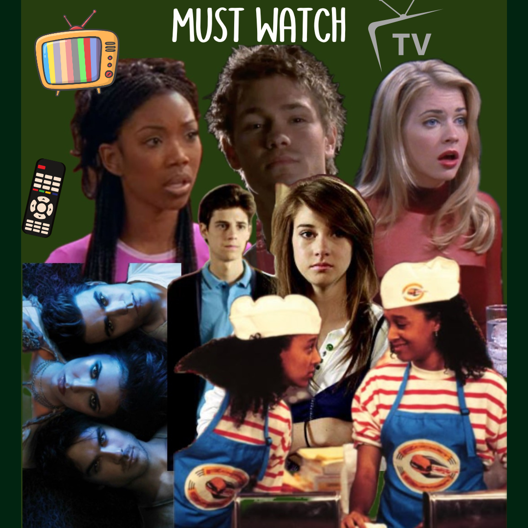 graphic showing a compilation of 90s and early 200's tv shows it features moesha, sabrina, tia and tamera mowry, damon salvatore,